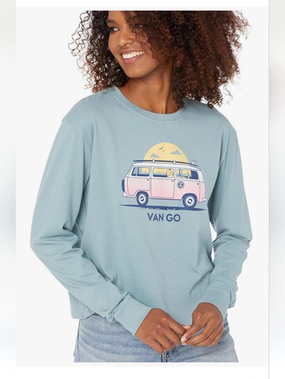 Life is Good long-sleeve Shirt "Van Go" camper graphic Golden Lab Cotton Dog Med - Picture 2 of 10